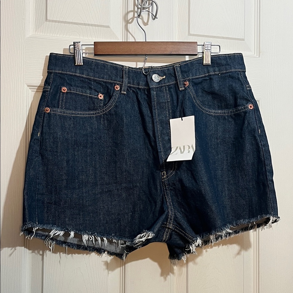 Zara Dark Indigo Denim Jean Shorts